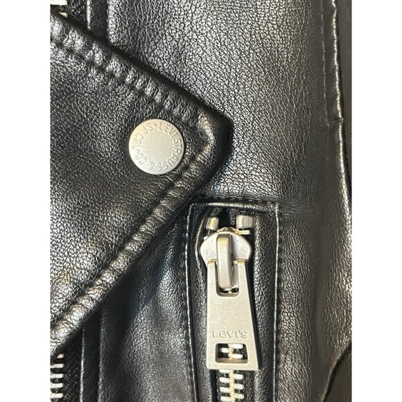 Levi's Black Faux Leather Asymmetrical Zip Motorcycle Moto Jacket - Picture 16 of 16
